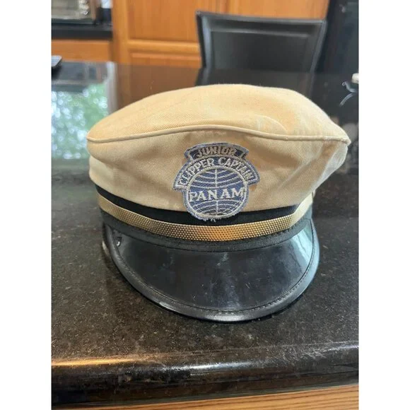 Vintage Pan Am 60's Junior Clipper Captain PAN AM Hat Children's Hat Size 6 3/8